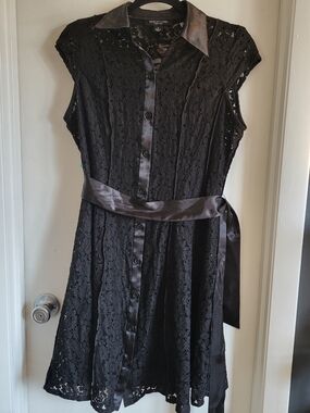 Perceptions Black Lace Dress with Satin Trim
